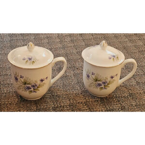 Set of 2 Sadler Salem China Tea Coffee Cup with Lid